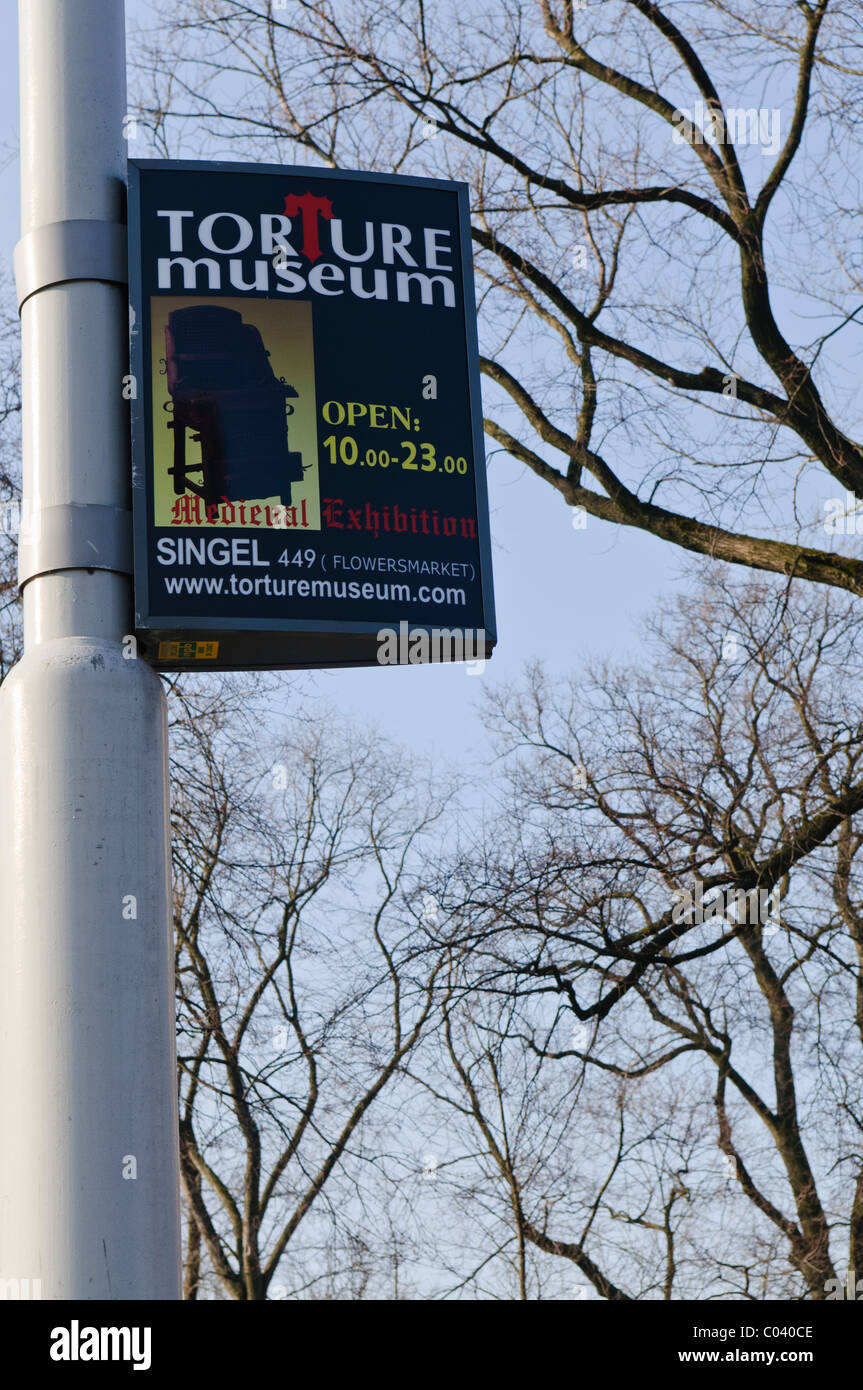 Plaque de rue à la torture Museum, Amsterdam Banque D'Images