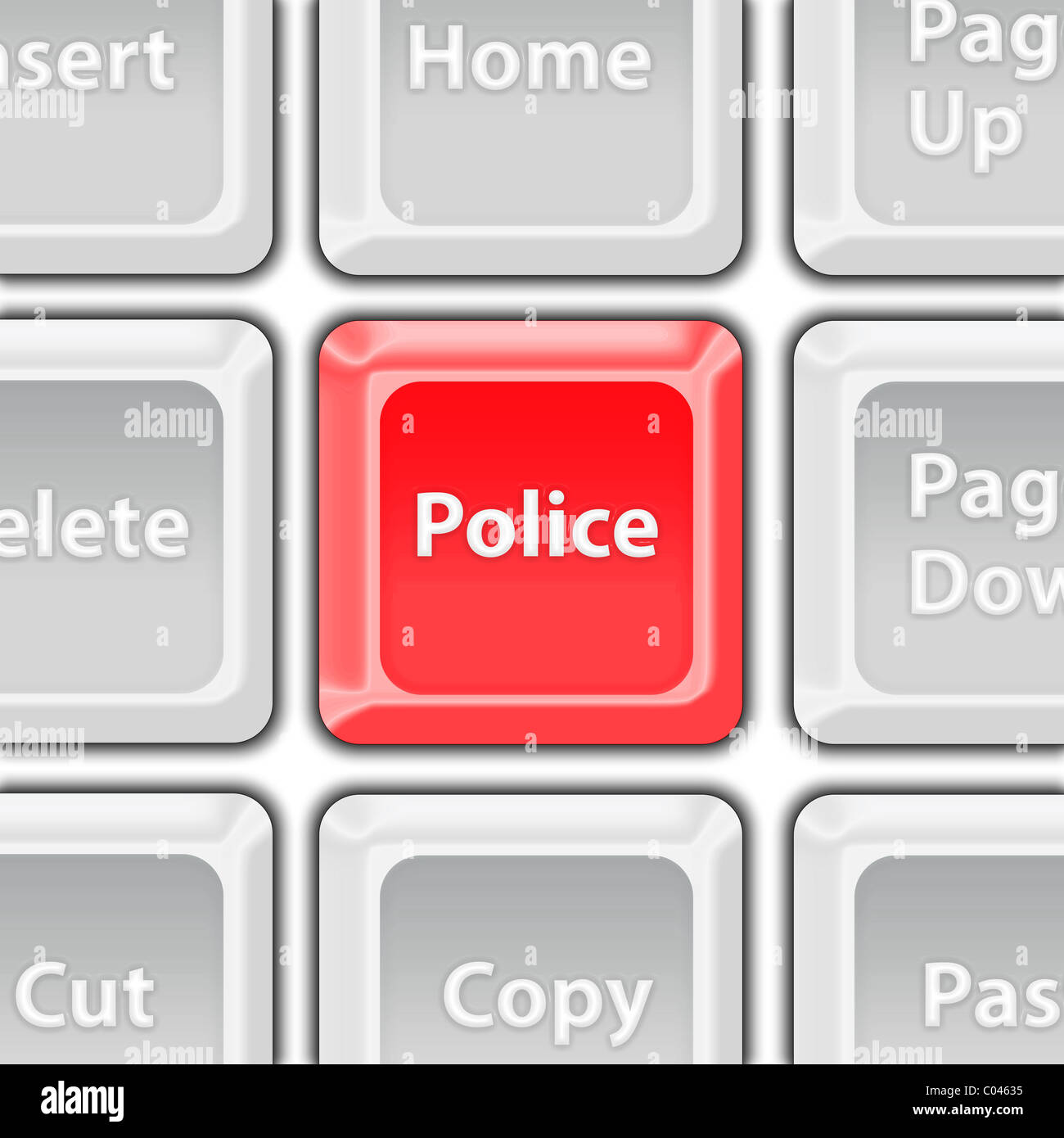Le bouton rouge de la police Banque D'Images
