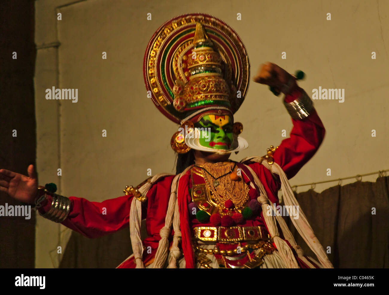 La performance de danse Kathakali, Kerala, Cochin, Inde Banque D'Images