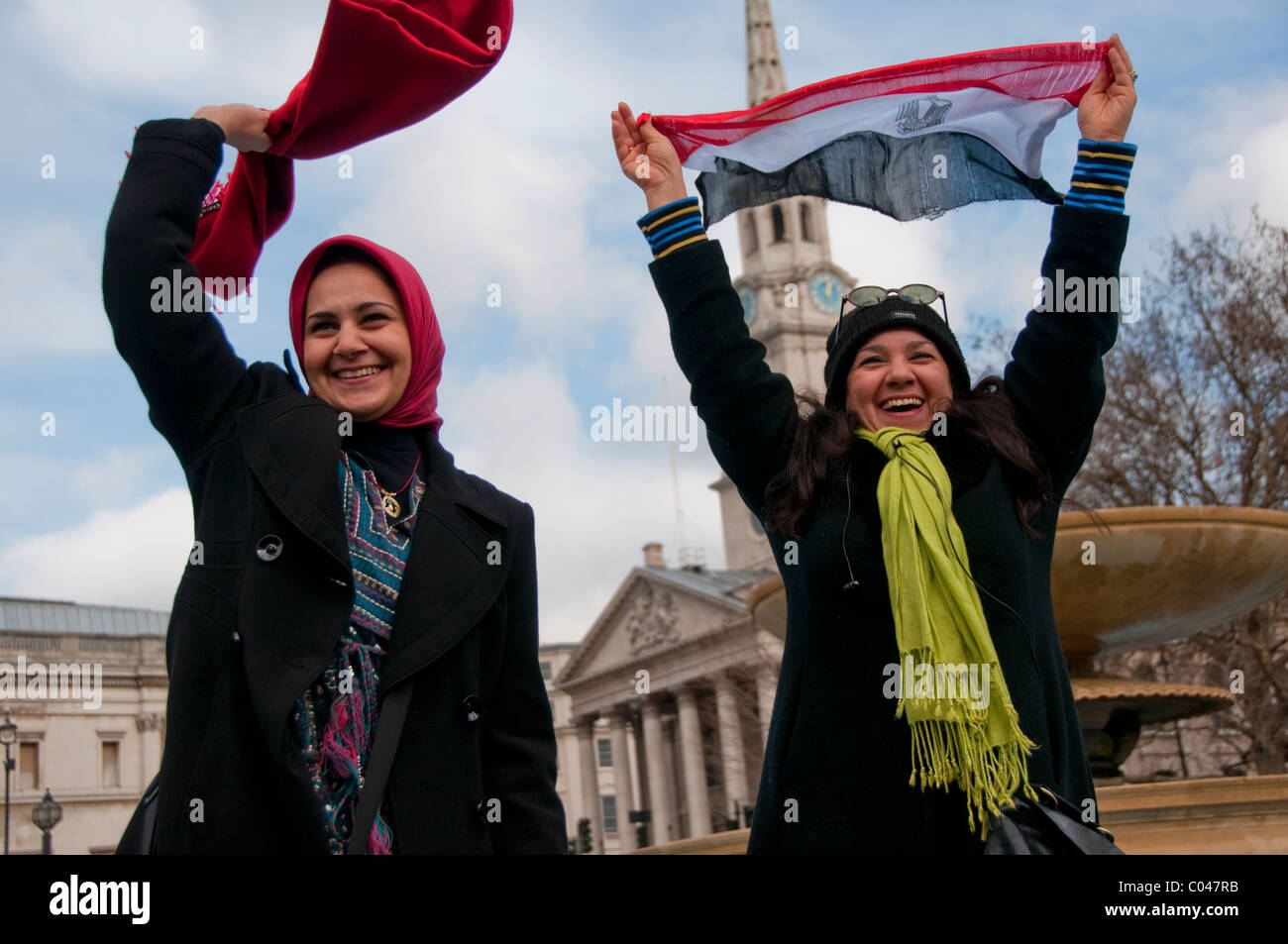 Célébration de la Victoire égyptienne sur la démission de Moubarak organisée par Amnesty International Trafalgar Square London UK Banque D'Images