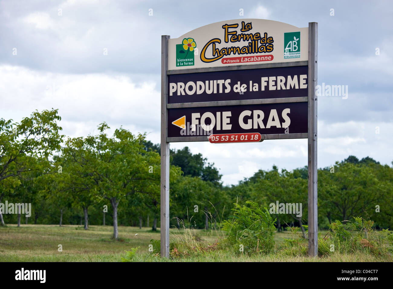 Charnaillas ferme, La Ferme de Charnaillas, en Dordogne avec foie gras et produits de la ferme, France Banque D'Images