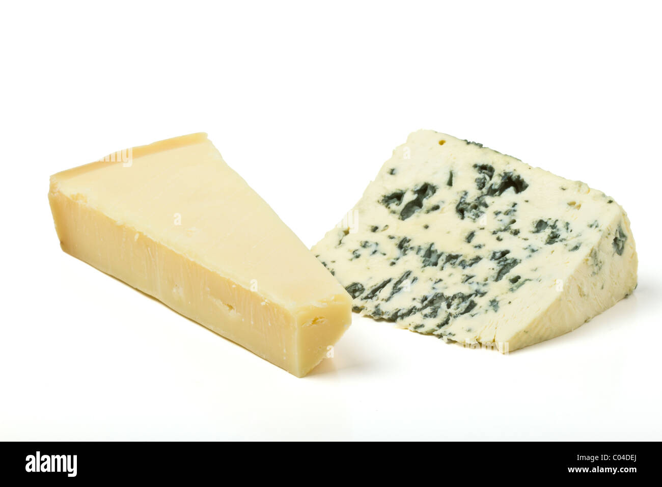 Contrairement au fromage de Parmesan et fromage bleu doux. Banque D'Images