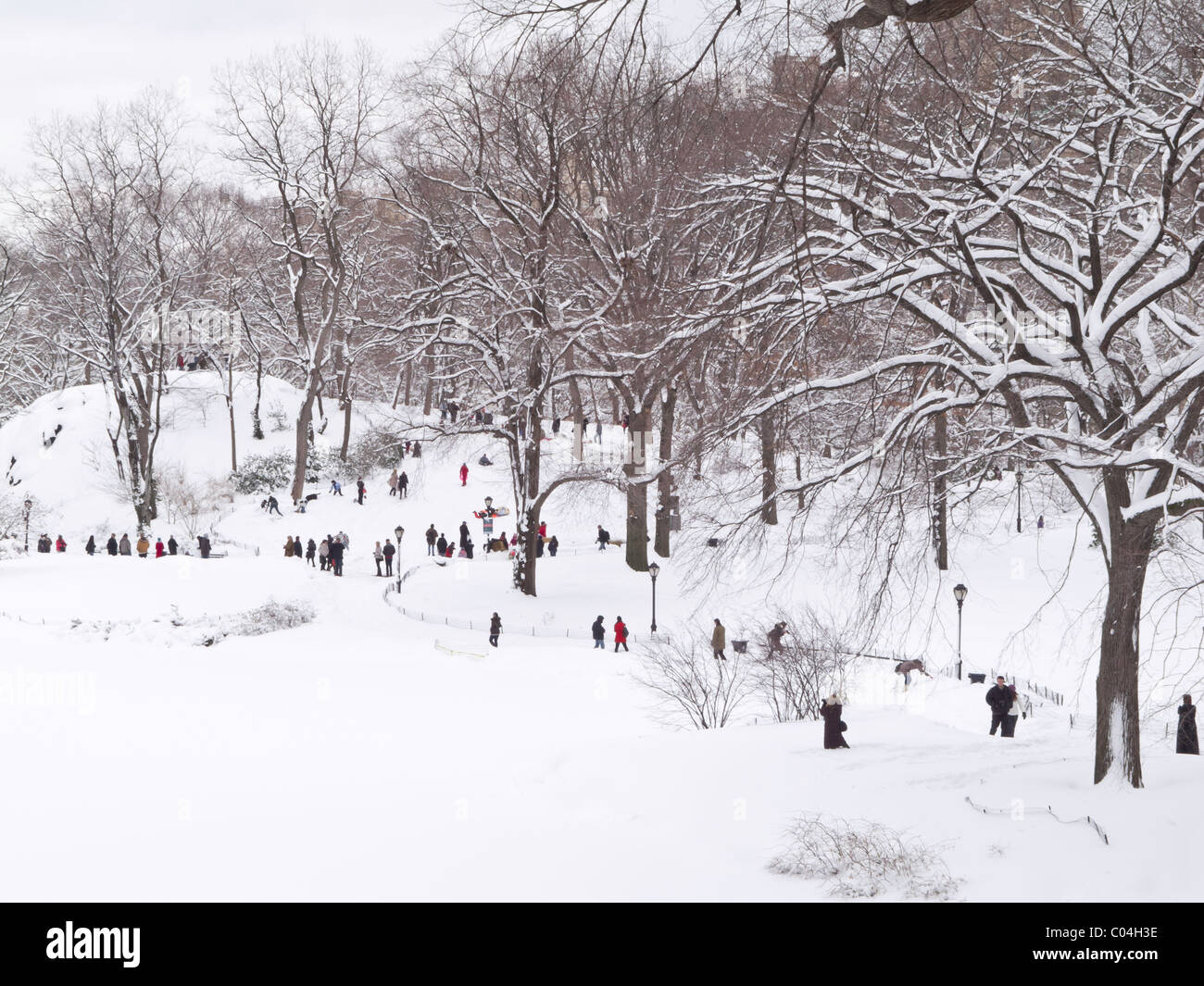 Tempête de neige, The Pond, Central Park, New York 2011 Banque D'Images