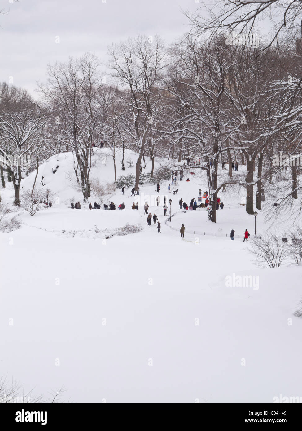 Tempête de neige, The Pond, Central Park, New York 2011 Banque D'Images