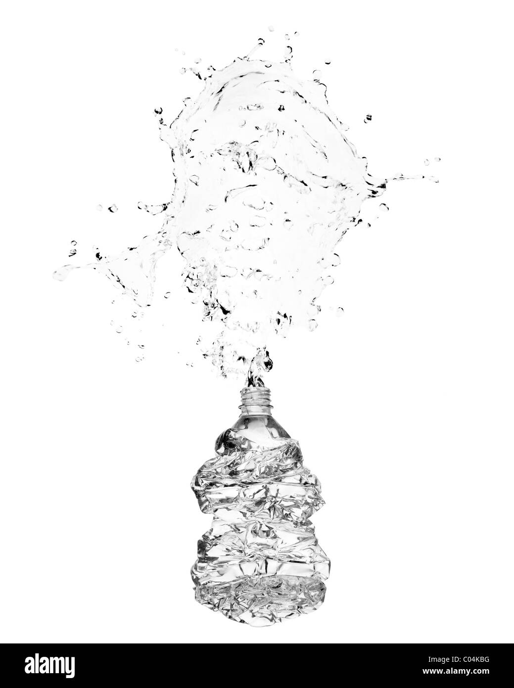 Un débordement de l'eau avec une bouteille d'eau à l'extérieur Banque D'Images