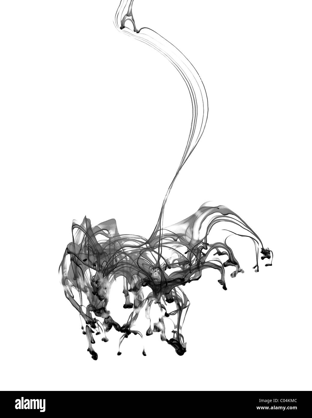 Sous l'encre en noir et blanc Banque D'Images