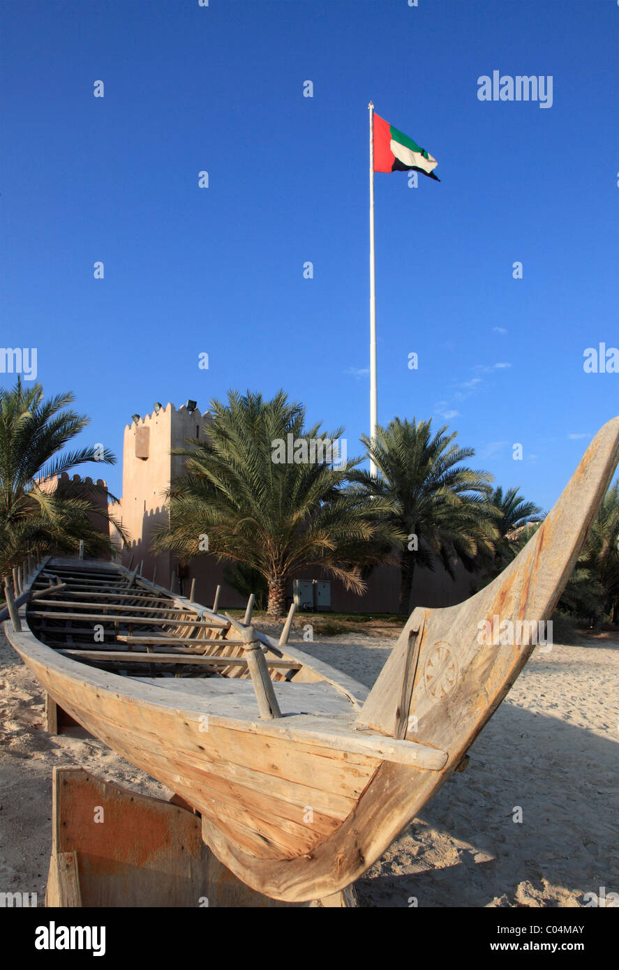 Emirats arabes unis, Abu Dhabi, Heritage Village, bateau traditionnel, Banque D'Images