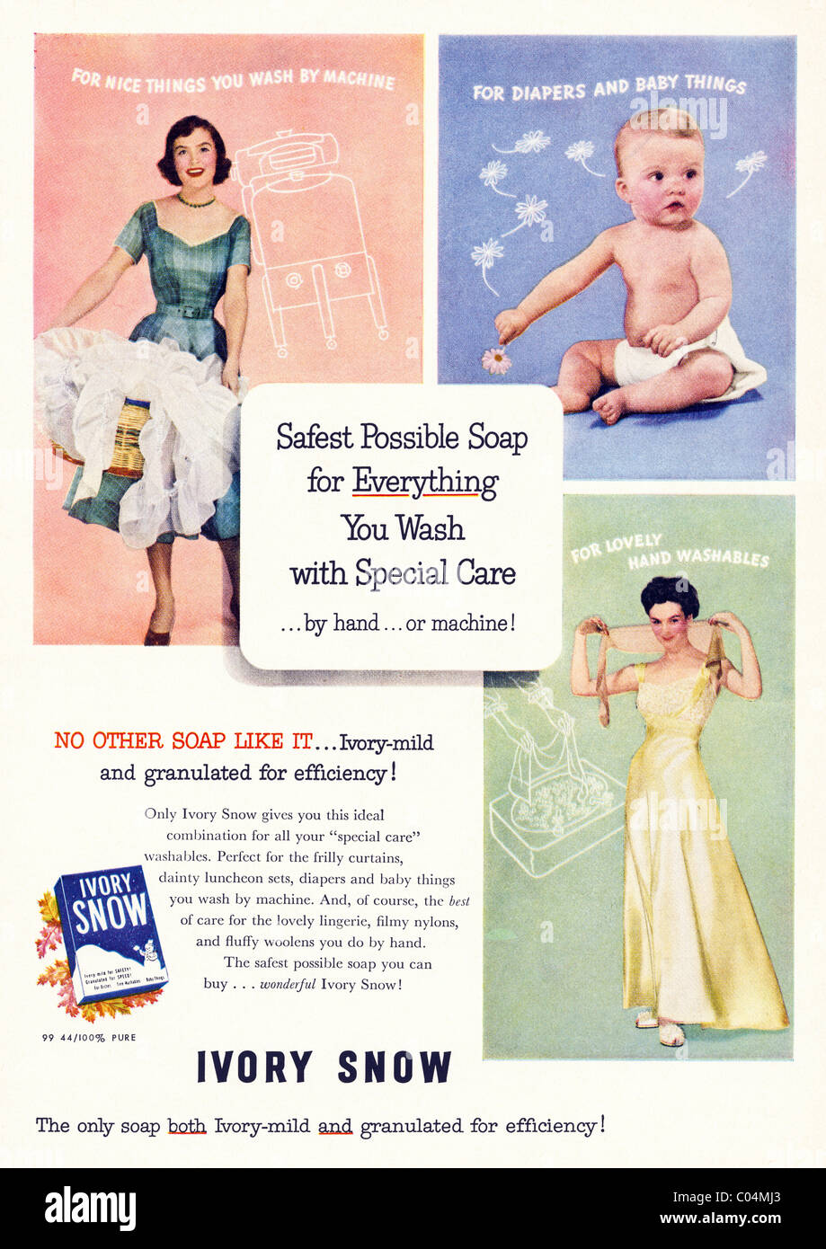 Original des années 1950 s'annonce pleine page dans le magazine des  consommateurs américains pour poudre de savon Ivory Neige lave Photo Stock  - Alamy