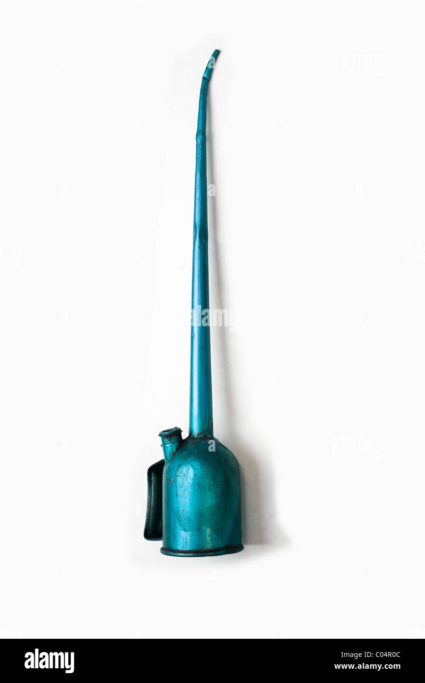 Tall oil bleu peut on white Banque D'Images