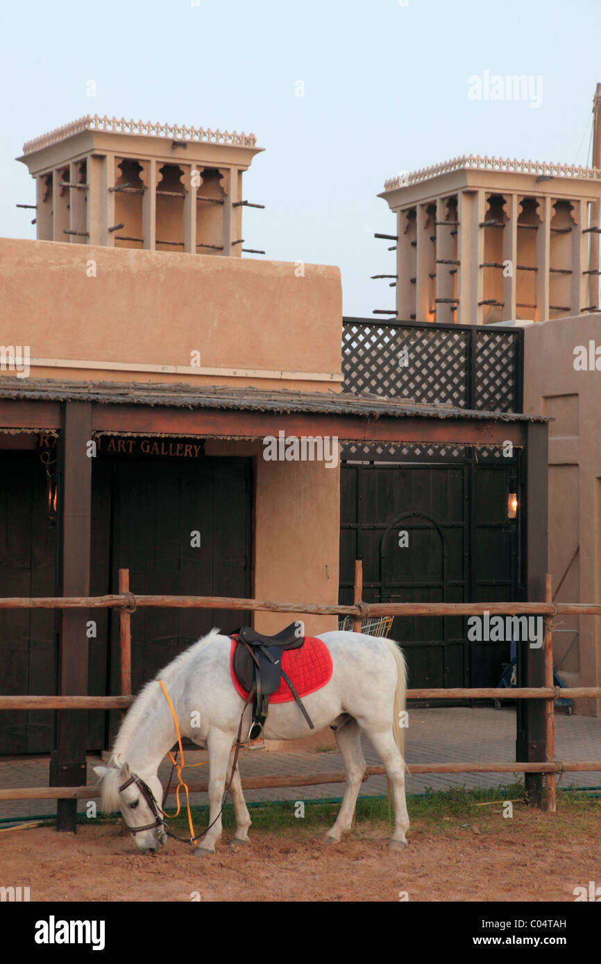 Emirats arabes unis, dubaï, Heritage Village, cheval, Banque D'Images