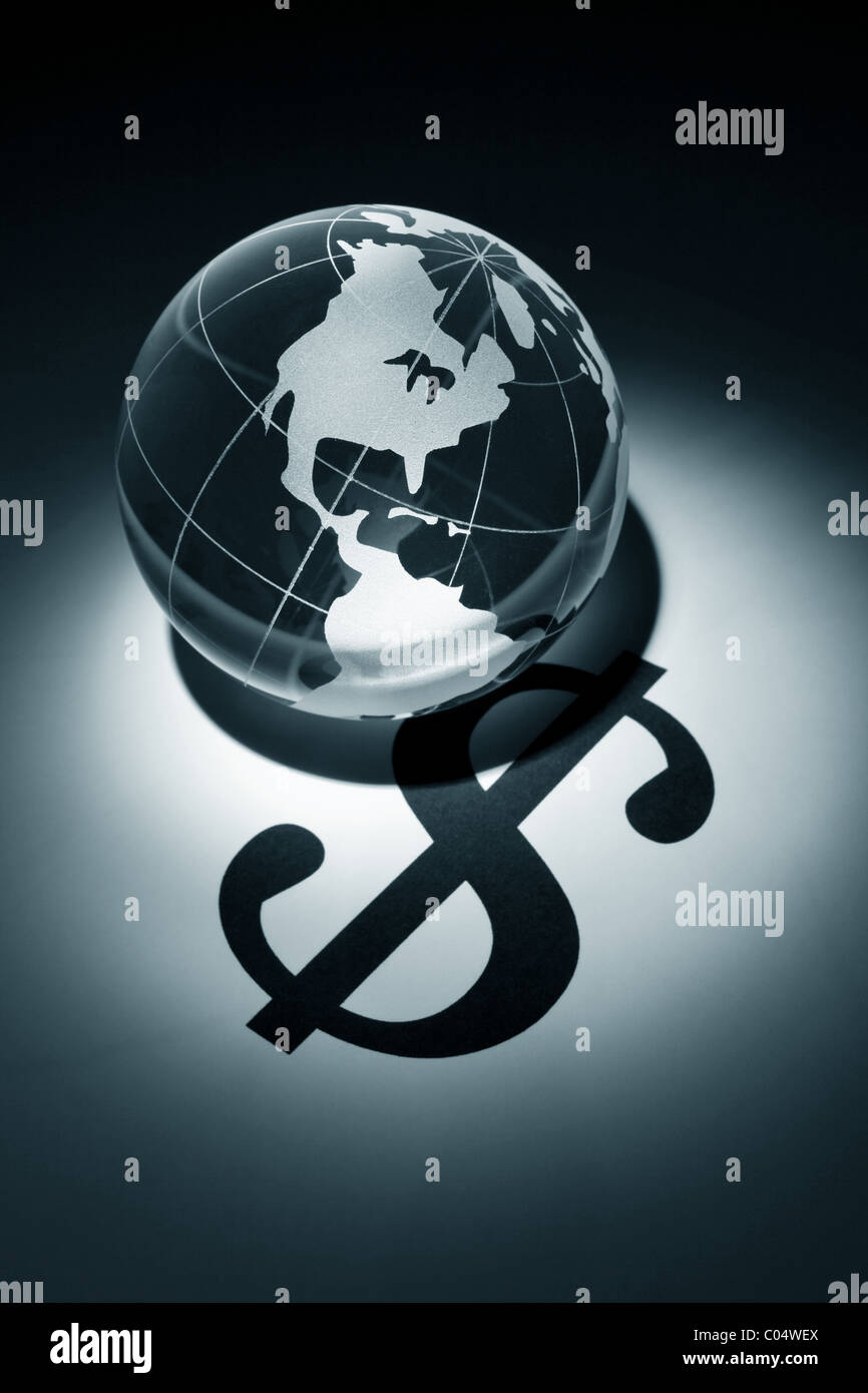 Globe et le symbole du dollar, du concept de Global Business Banque D'Images
