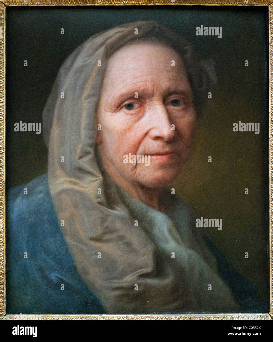 Balthasar Denner Portrait de vieille femme - Portrait d'une vieille femme XVIII ème siècle Banque D'Images