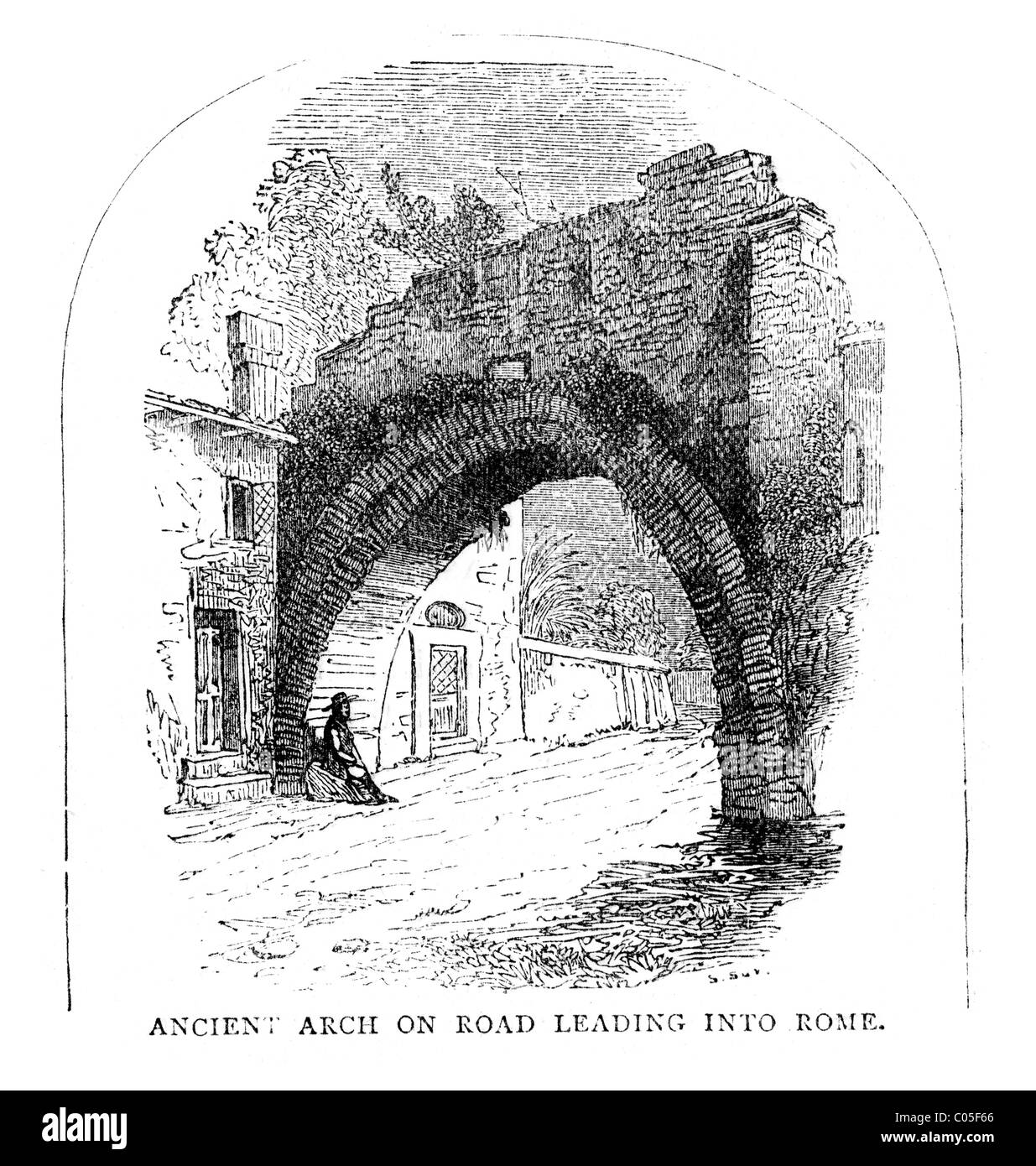 Arche antique sur la route qui mène à Rome Banque D'Images
