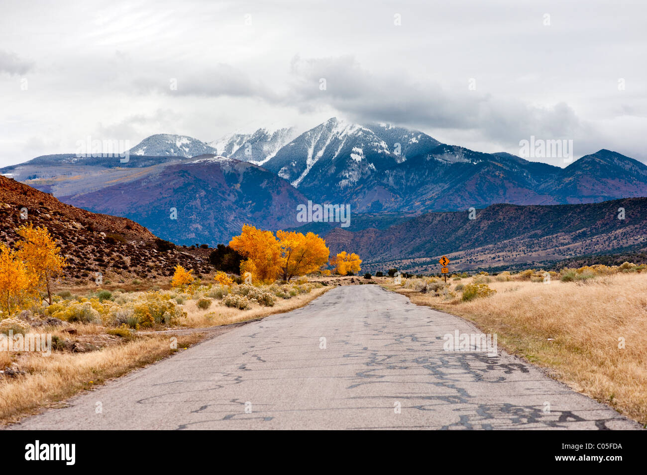 La Sal Mountain Road, à l'automne près de Moab Utah USA Banque D'Images