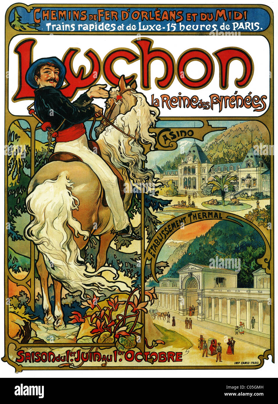 Alphonse Mucha (Alfons Maria) 1860 - 1939 Luchon 1895 affiche publicitaire de voyage ; Banque D'Images