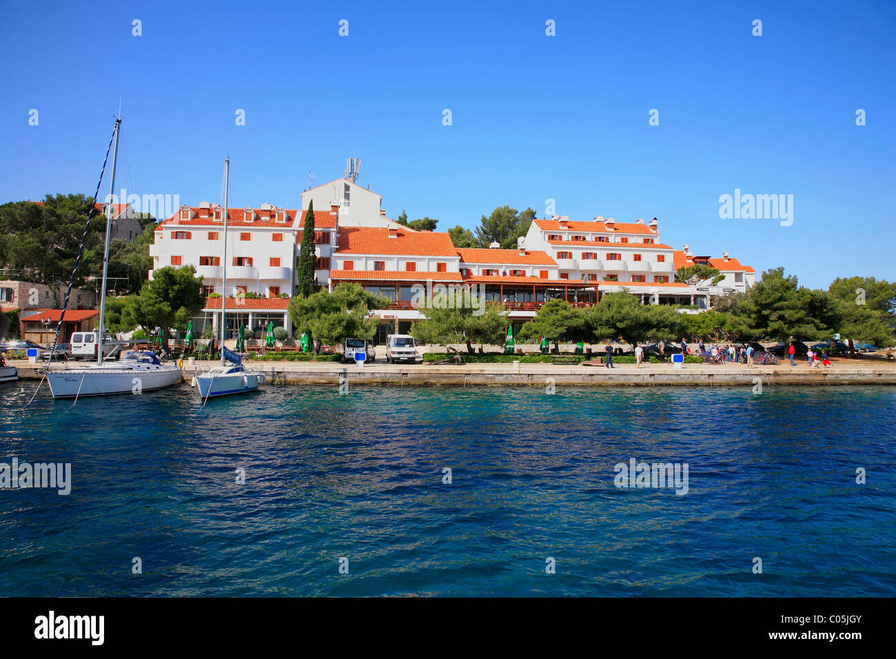 Le parc national de Mljet, hôtel, Odyssey, Pomena Banque D'Images