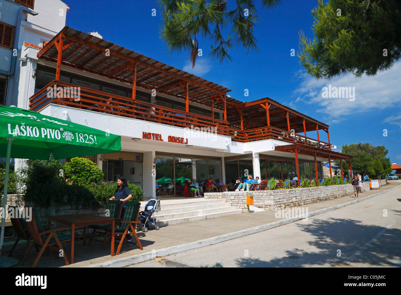 Le parc national de Mljet, hôtel, Odyssey, Pomena Banque D'Images