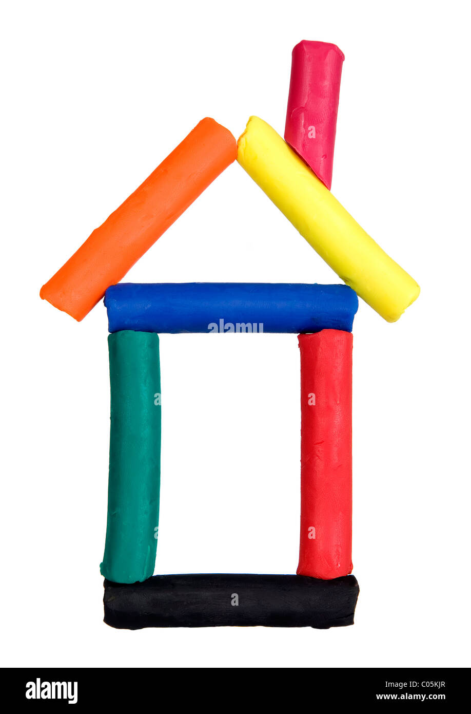 Drôle de maison faite à partir de pâte à modeler colorée, concept enfant jouant Banque D'Images