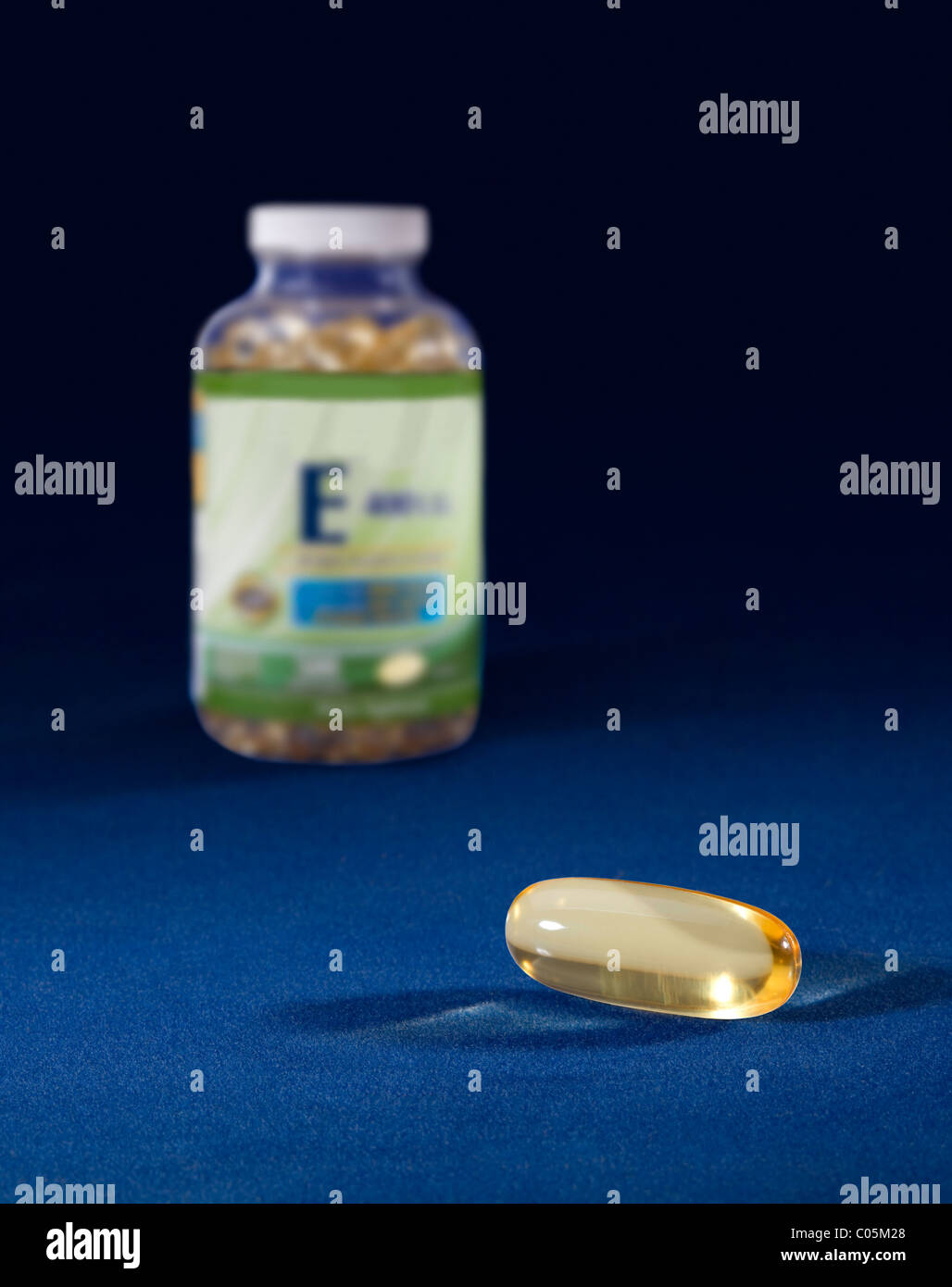 Un supplément nutritionnel capsule de vitamine E. Banque D'Images