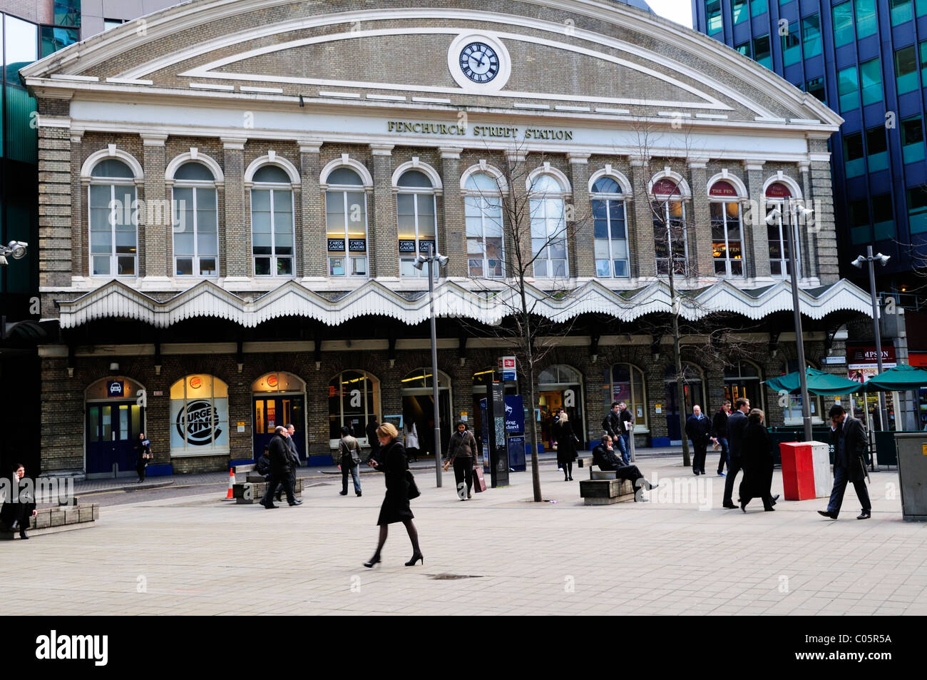 La gare de Fenchurch Street, London, England, UK, FR Banque D'Images