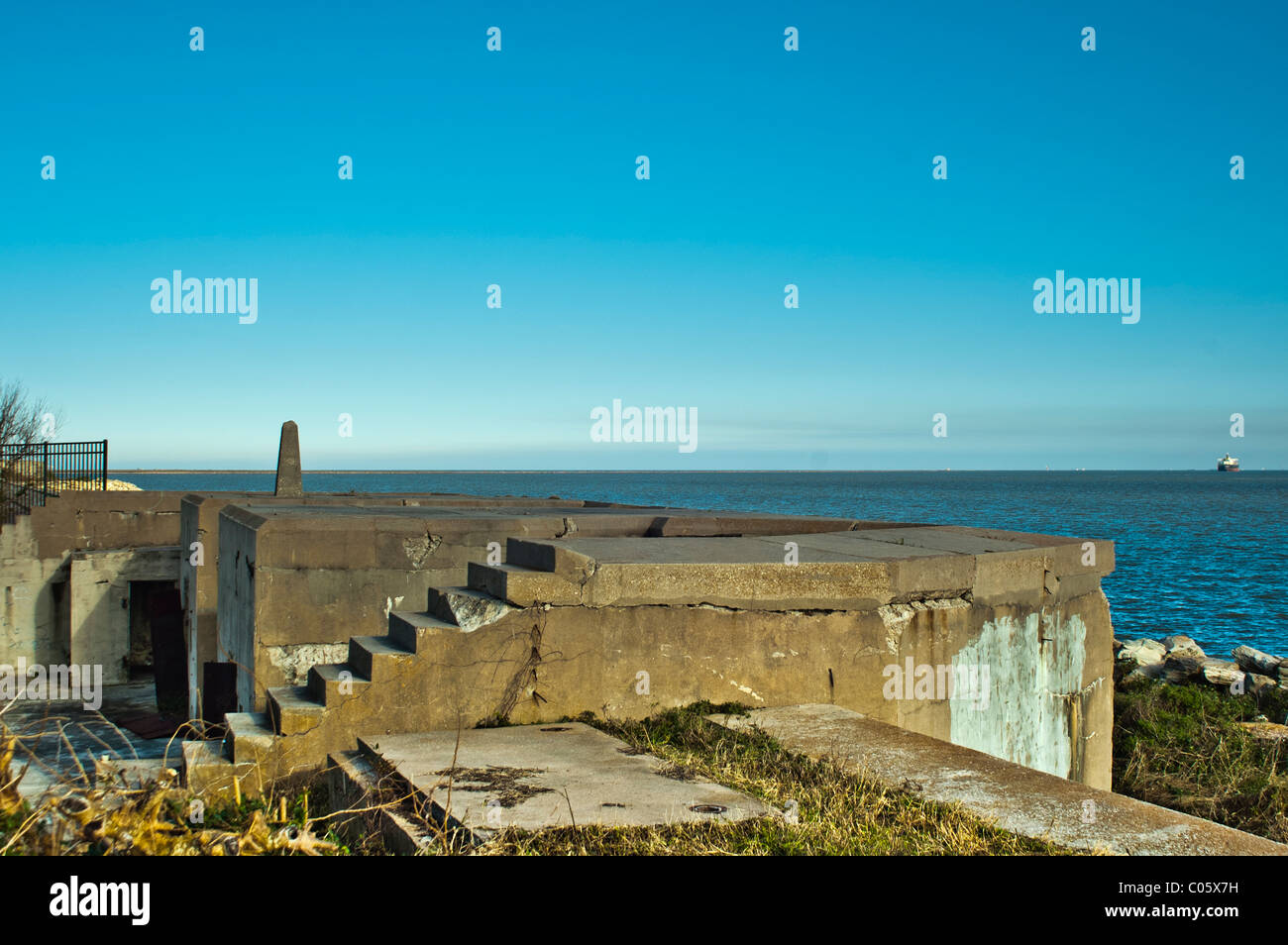 Fortifications à Fort Travis Park, Galveston, Texas Banque D'Images