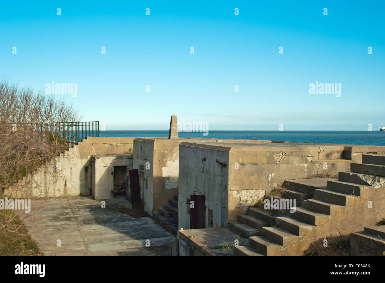 Fortifications à Fort Travis Park, Galveston, Texas Banque D'Images