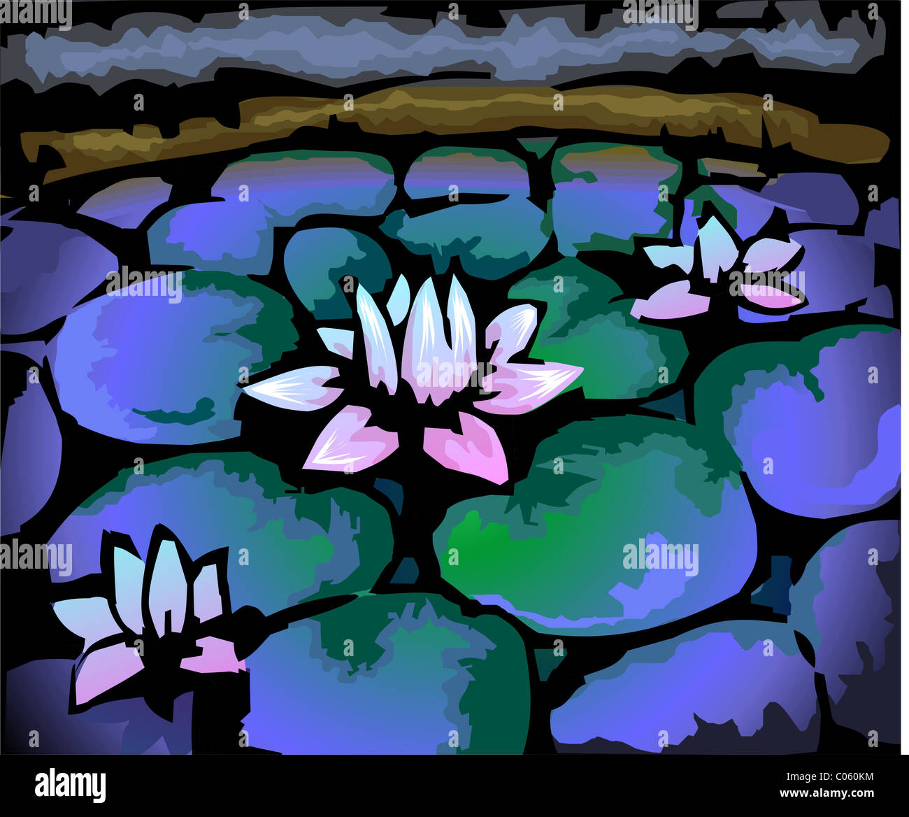 Peinture numérique de lotus en couleur arrière-plan. Banque D'Images