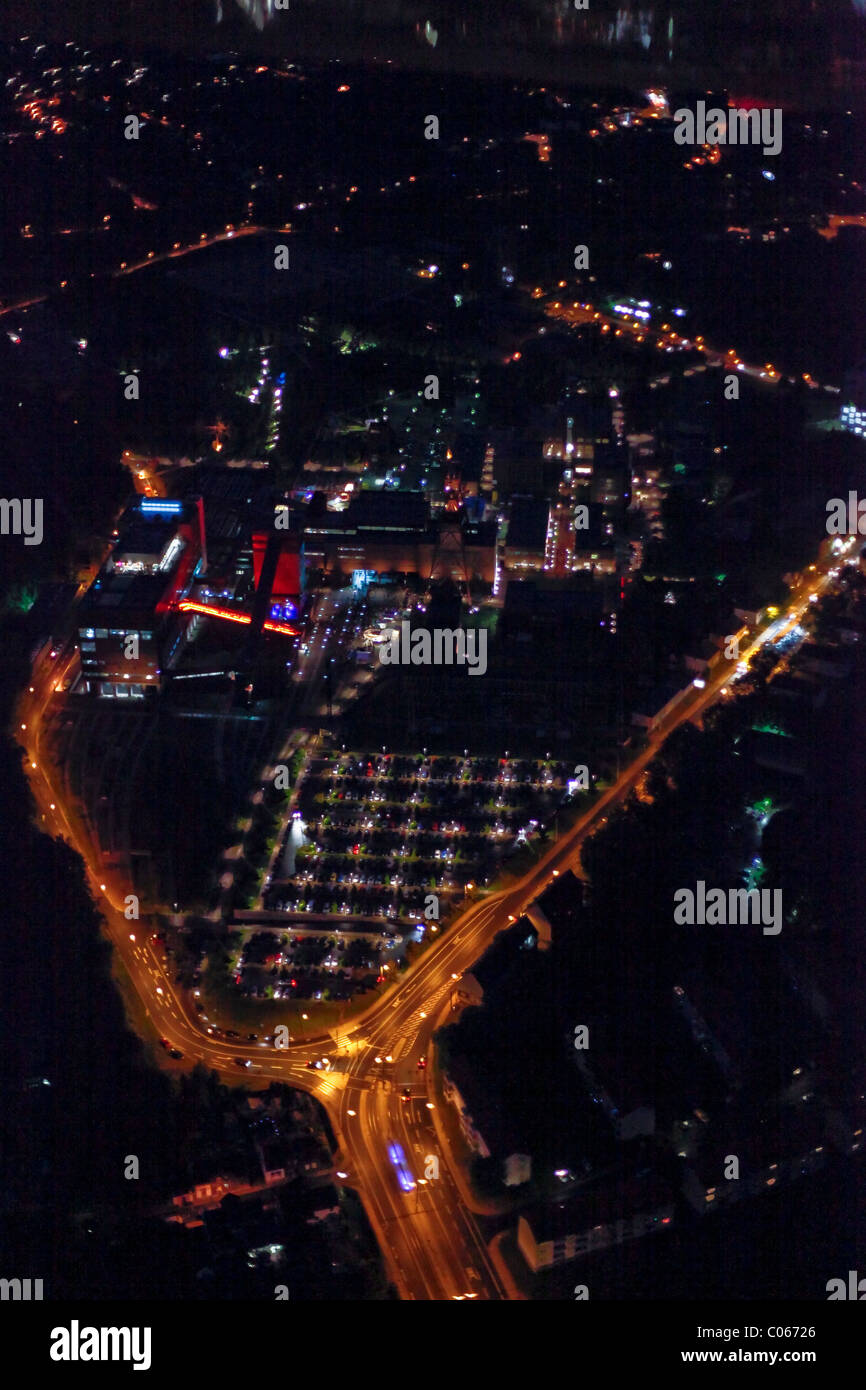 Vue aérienne, Site du patrimoine mondial de l'Zeche Zollverein, Extraschicht, 2010 nuit de culture industrielle, du festival d'été Banque D'Images