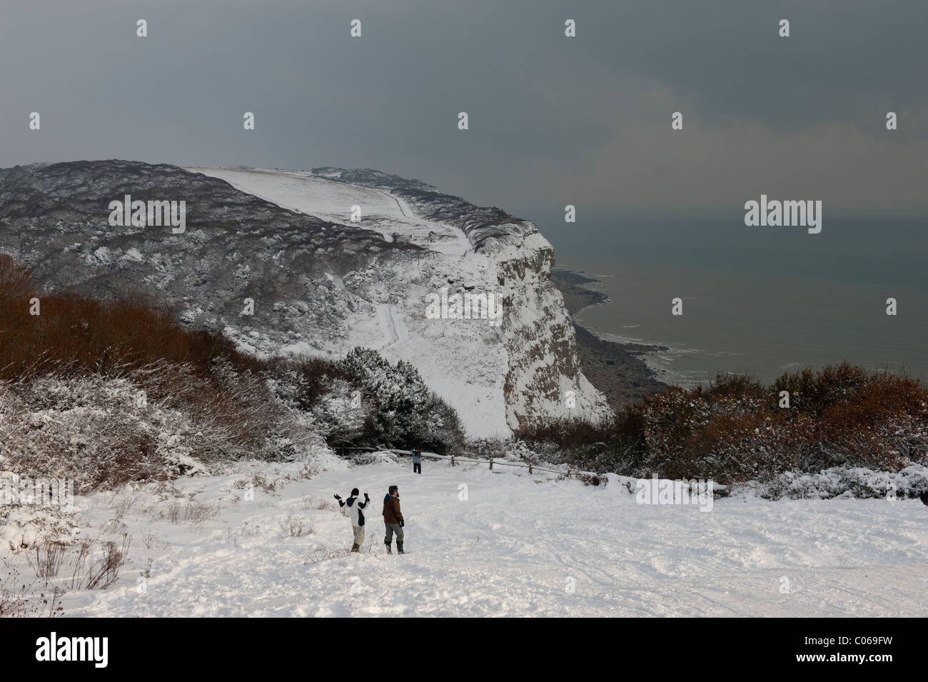 Le parc de pays couverts de neige en hiver Hastings East Sussex England UK Banque D'Images