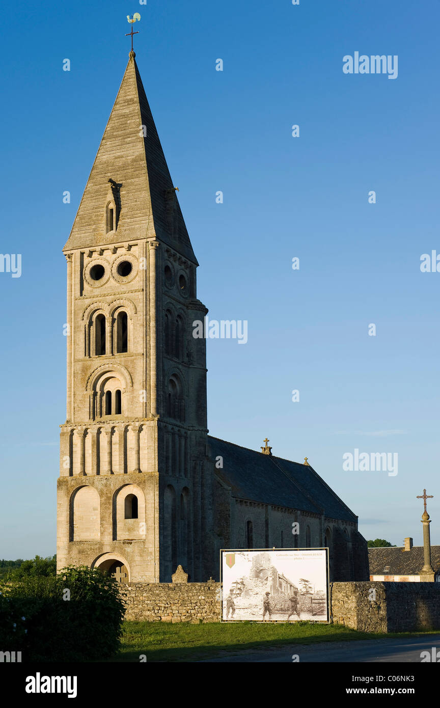Église de Colleville-sur-Mer, Omaha Beach, Normandie, France, Europe Banque D'Images