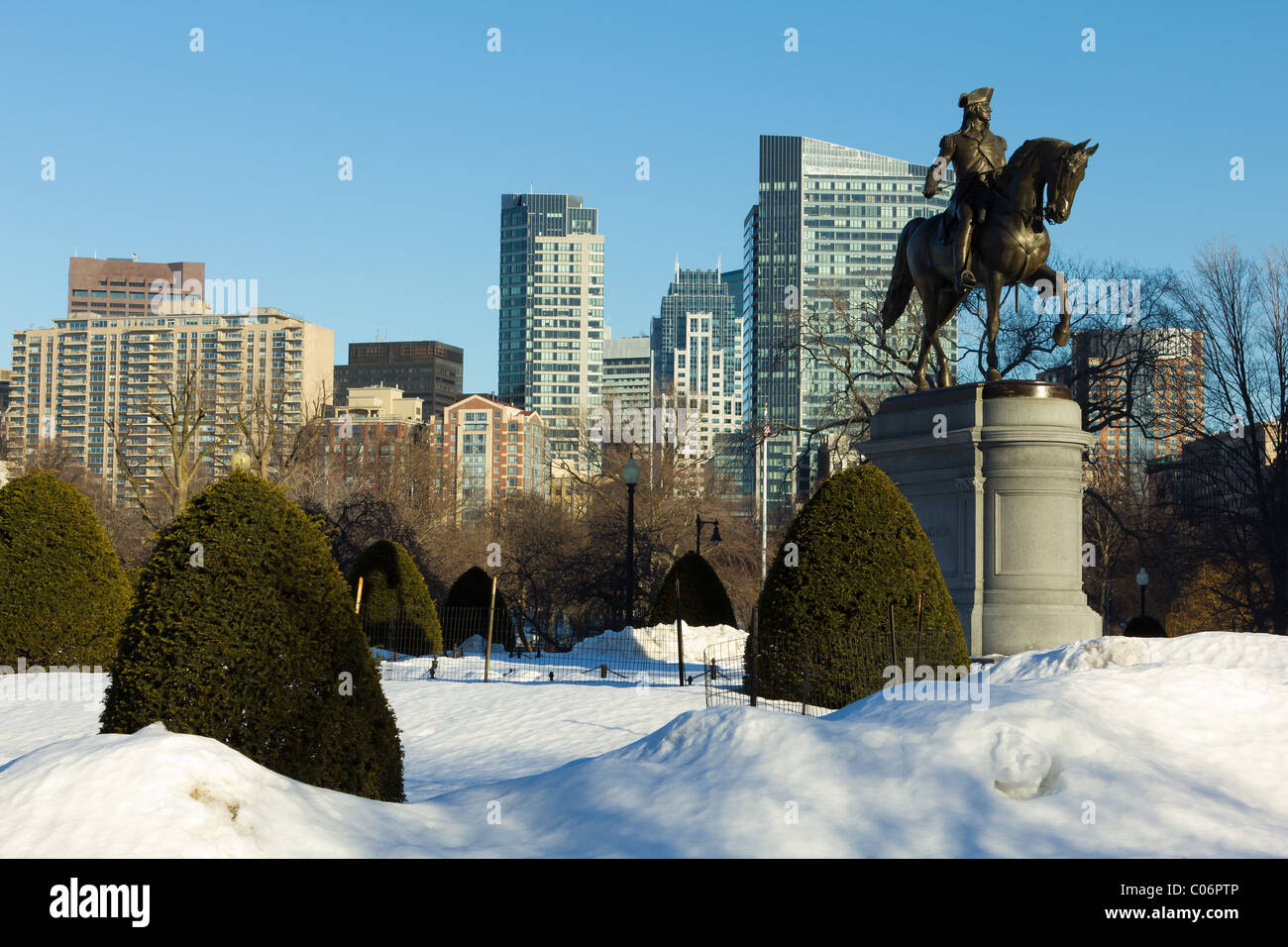Jardin Public de Boston en hiver. Banque D'Images