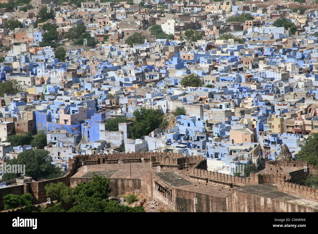 Vue sur la vieille ville de Meherangarh Fort, Jodphur, Rajasthan Banque D'Images