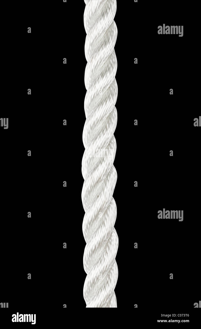 La corde de nylon solide isolated on black Banque D'Images