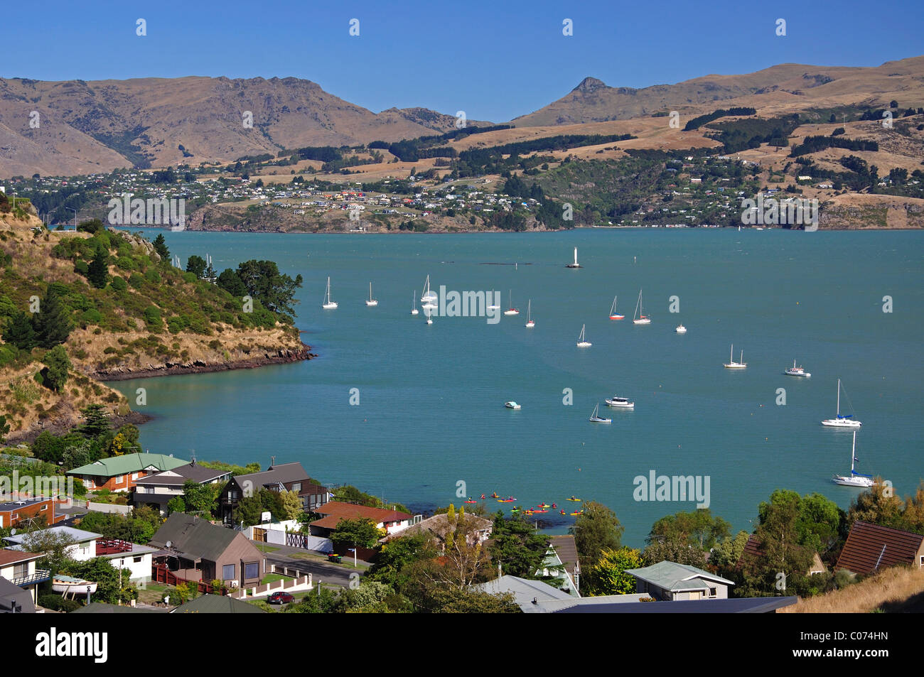 Baie de Cass, Lyttelton Harbour, péninsule de la Banque, Canterbury, île du Sud, Nouvelle-Zélande Banque D'Images