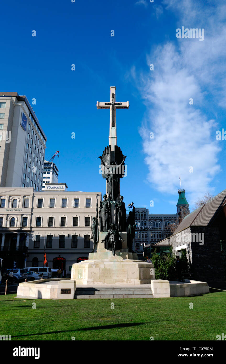 War Memorial statue place de la cathédrale Christchurch reconnaissance reconnaître mémoire Nouvelle-zélande reconnaissance reconnaître Banque D'Images