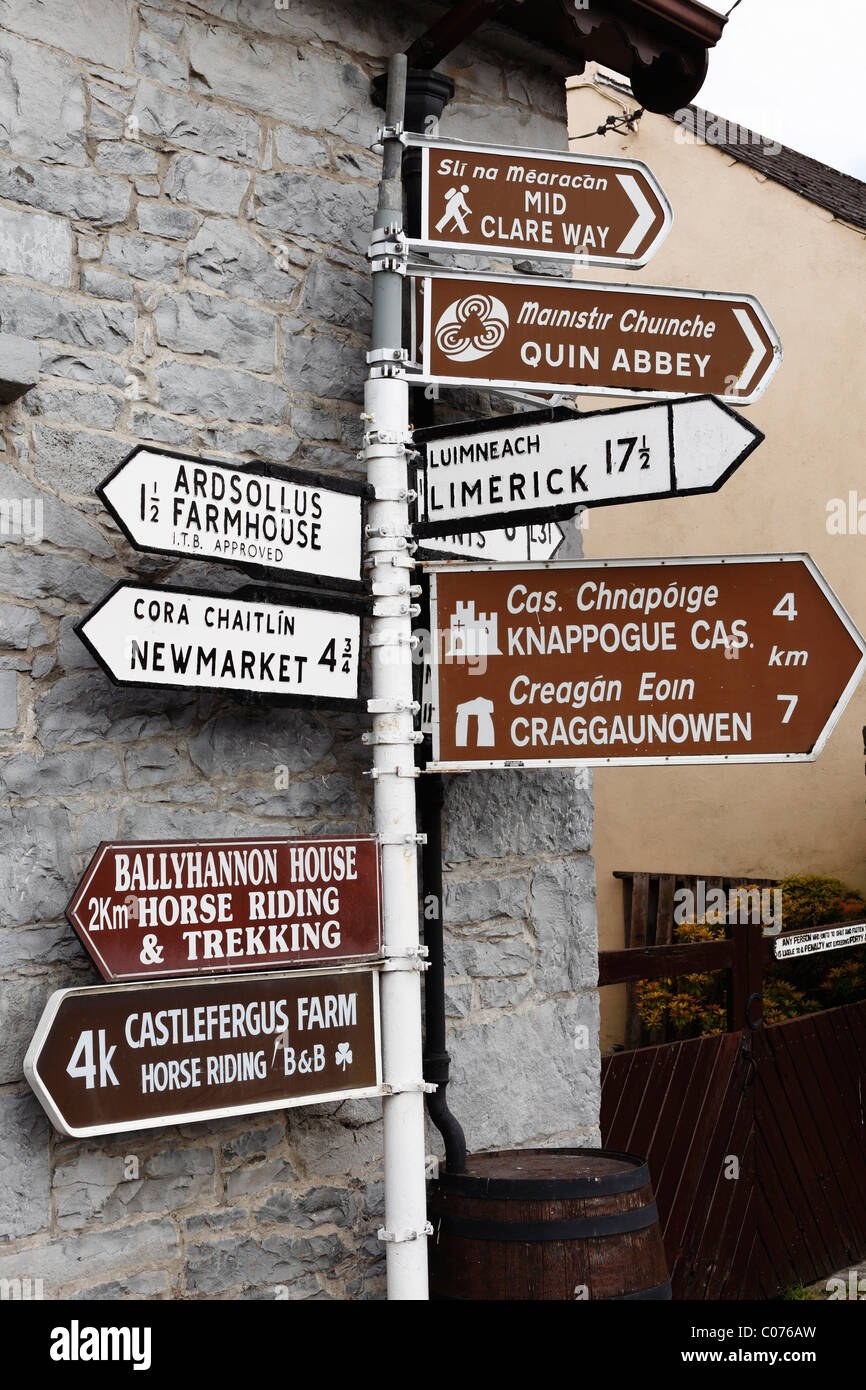 Panneau de Quin, comté de Clare, Irlande, Europe Banque D'Images