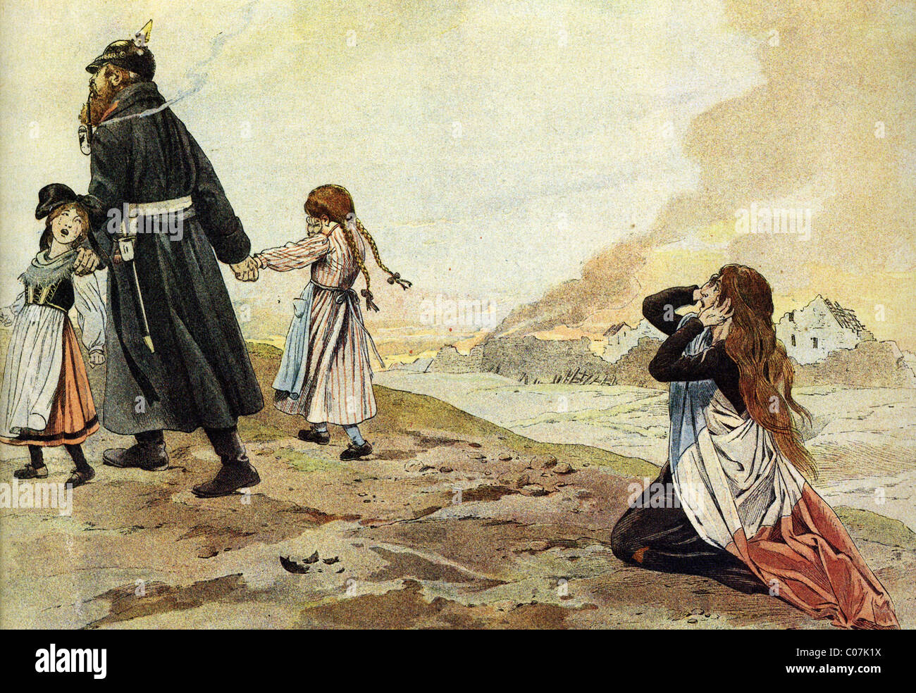 Travail (Jacques Onfroy de Bréville) - Illustrateur français (1858 - 1931) 1871 : Les provinces perdues ( l'Alsace et la Lorraine) Banque D'Images