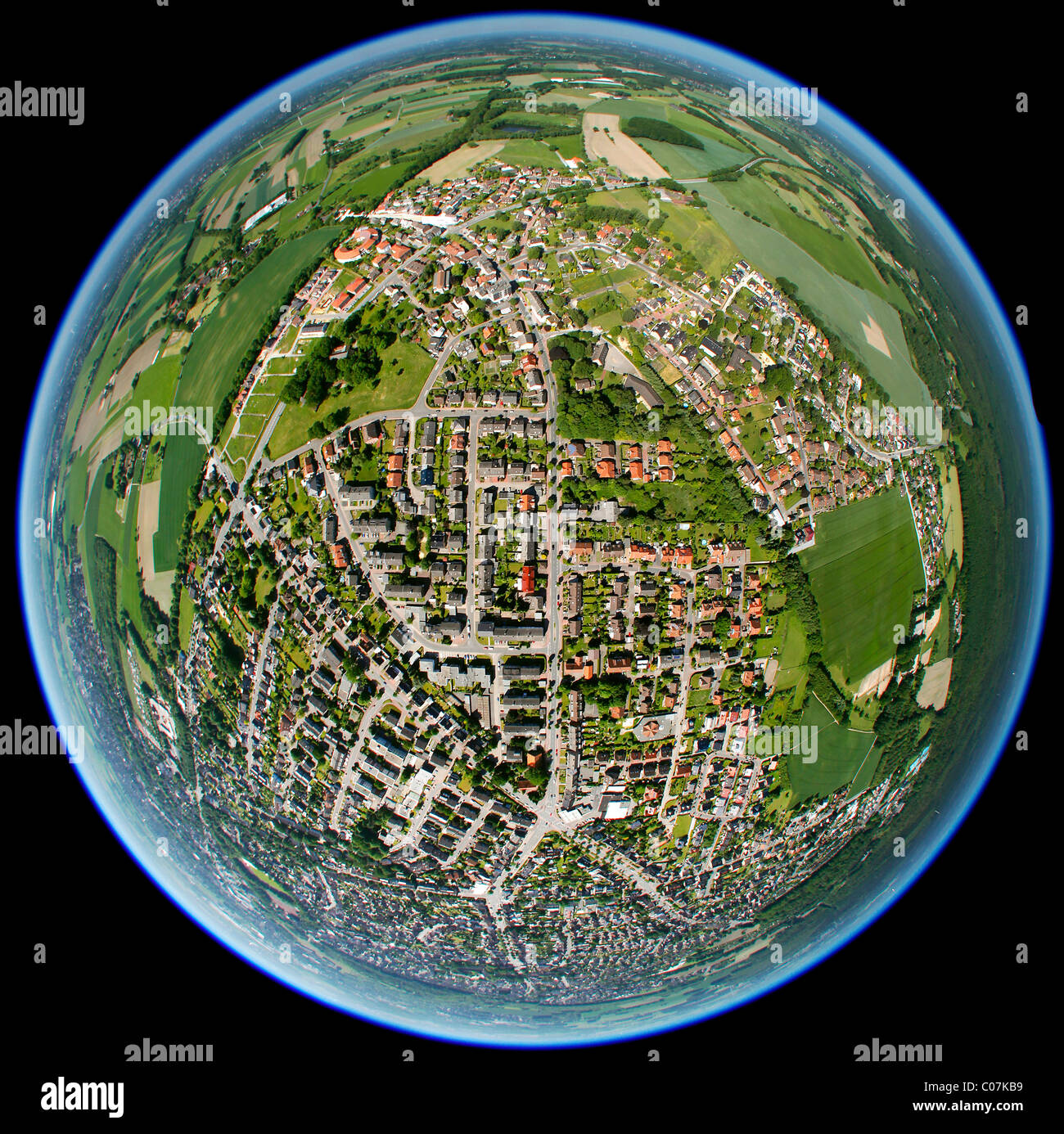 Photo aérienne fisheye, tourné, Oer-Erkenschwick, Ruhr, Nordrhein-Westfalen, Germany, Europe Banque D'Images