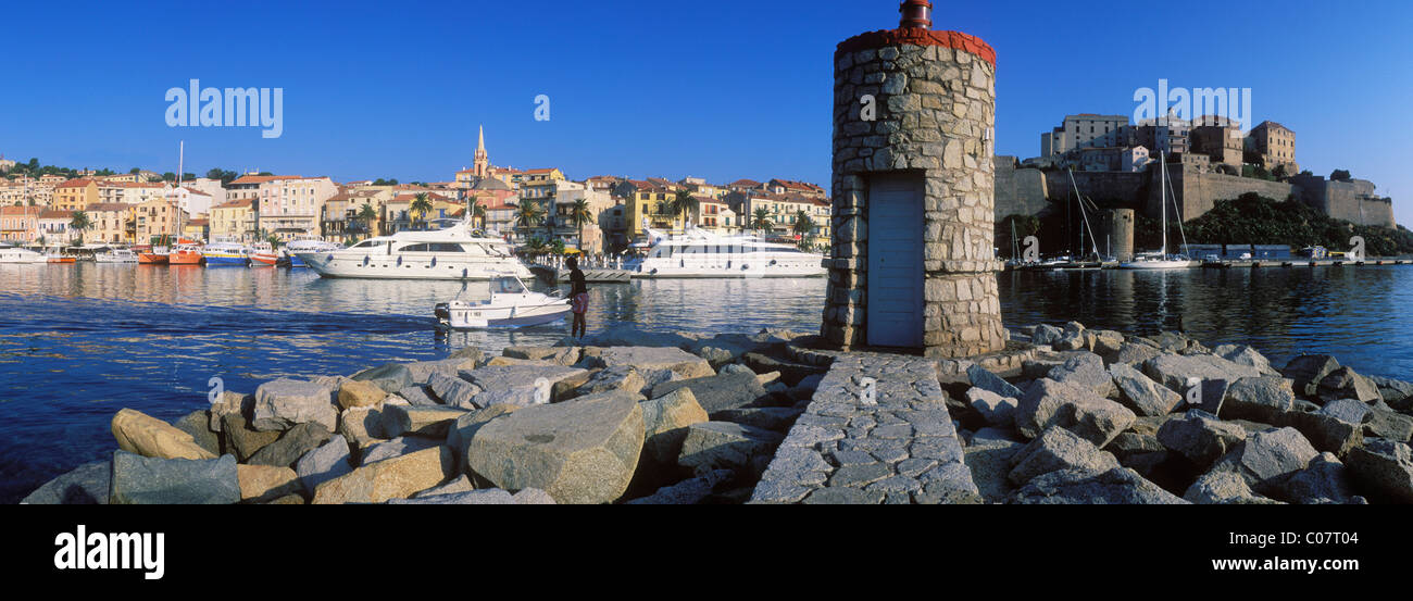 Port et citadelle de Calvi, Balagne, Corse, France, Europe Banque D'Images