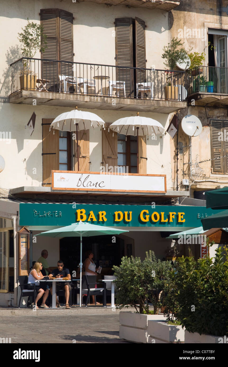 Cafe, Calvi, Balagne, Corse, France, Europe Banque D'Images