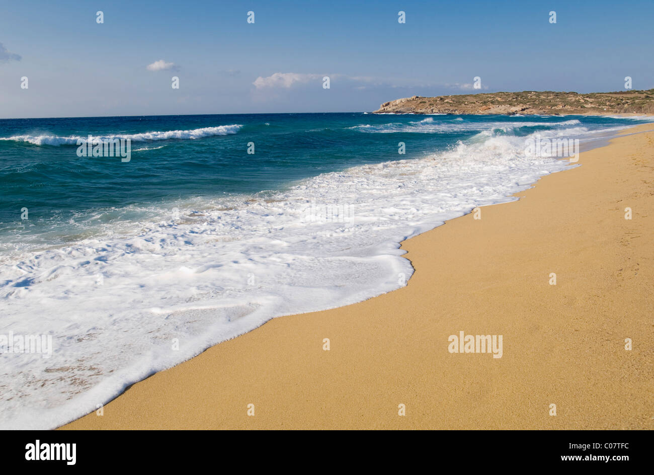 Plage de sable, surf, Algajola, Balagne, Corse, France, Europe Banque D'Images
