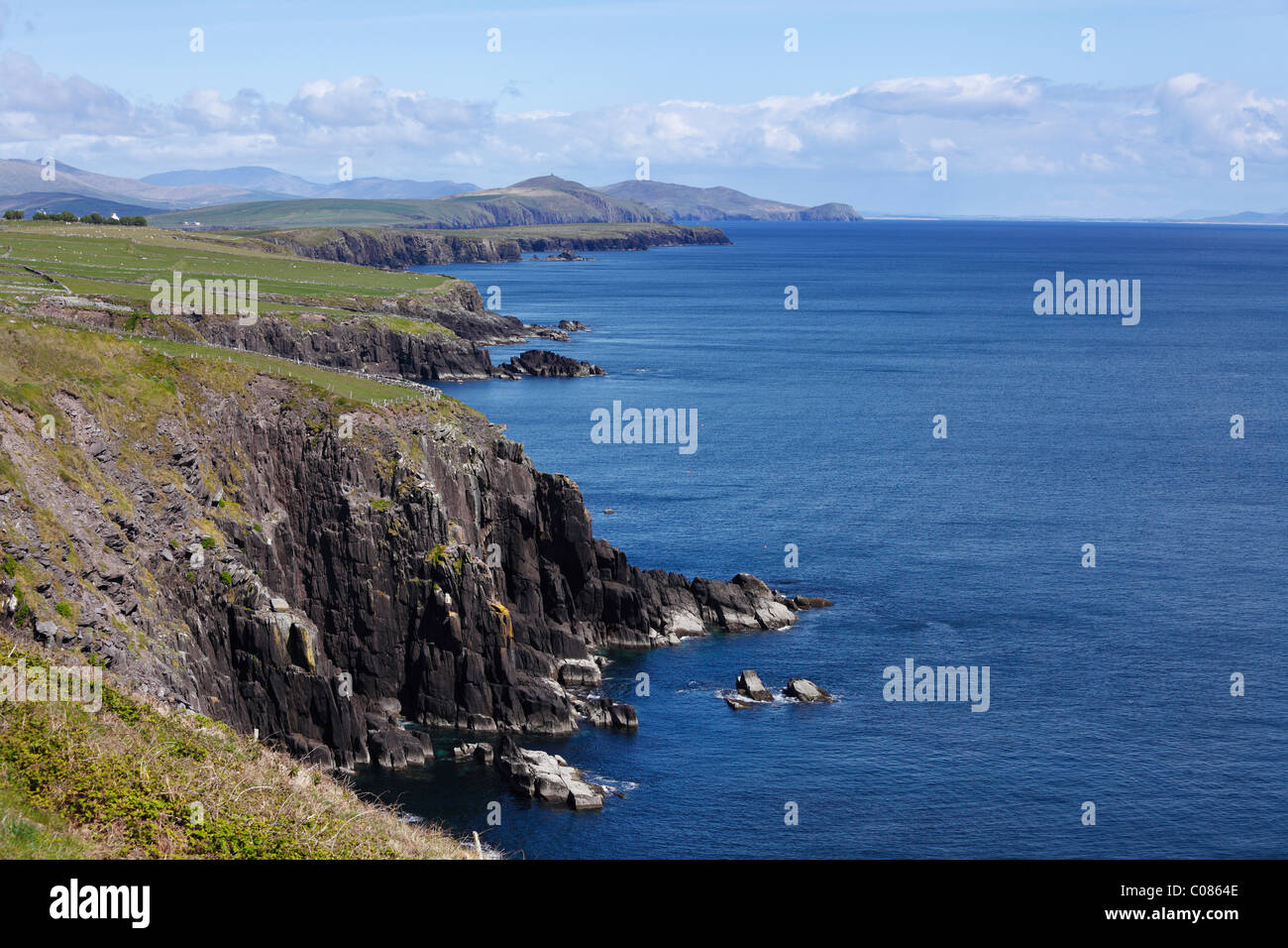 Falaises de Slea Head, péninsule de Dingle, comté de Kerry, Ireland, British Isles, Europe Banque D'Images