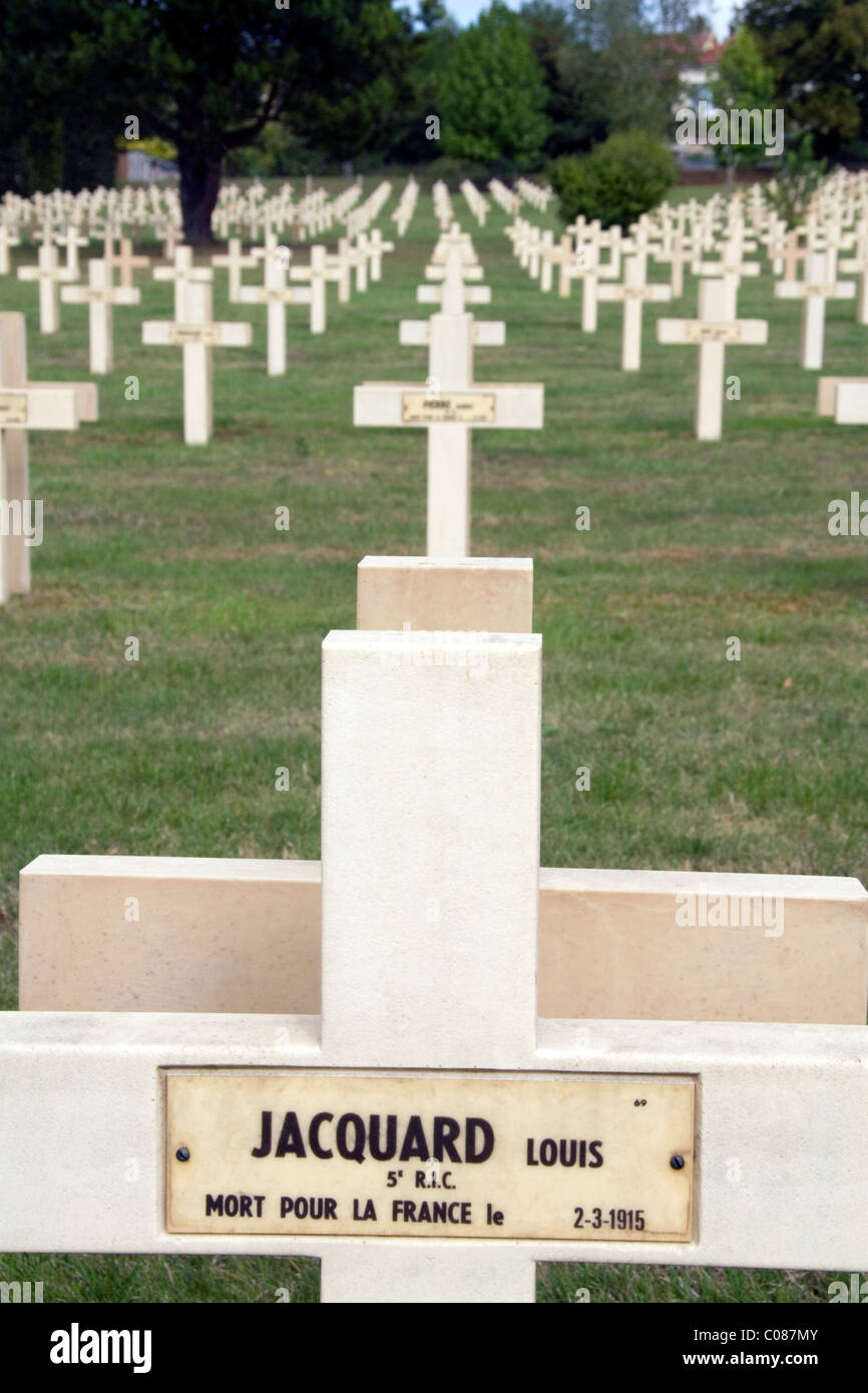 Le cimetière militaire de Bar-de-Duc, France. Banque D'Images