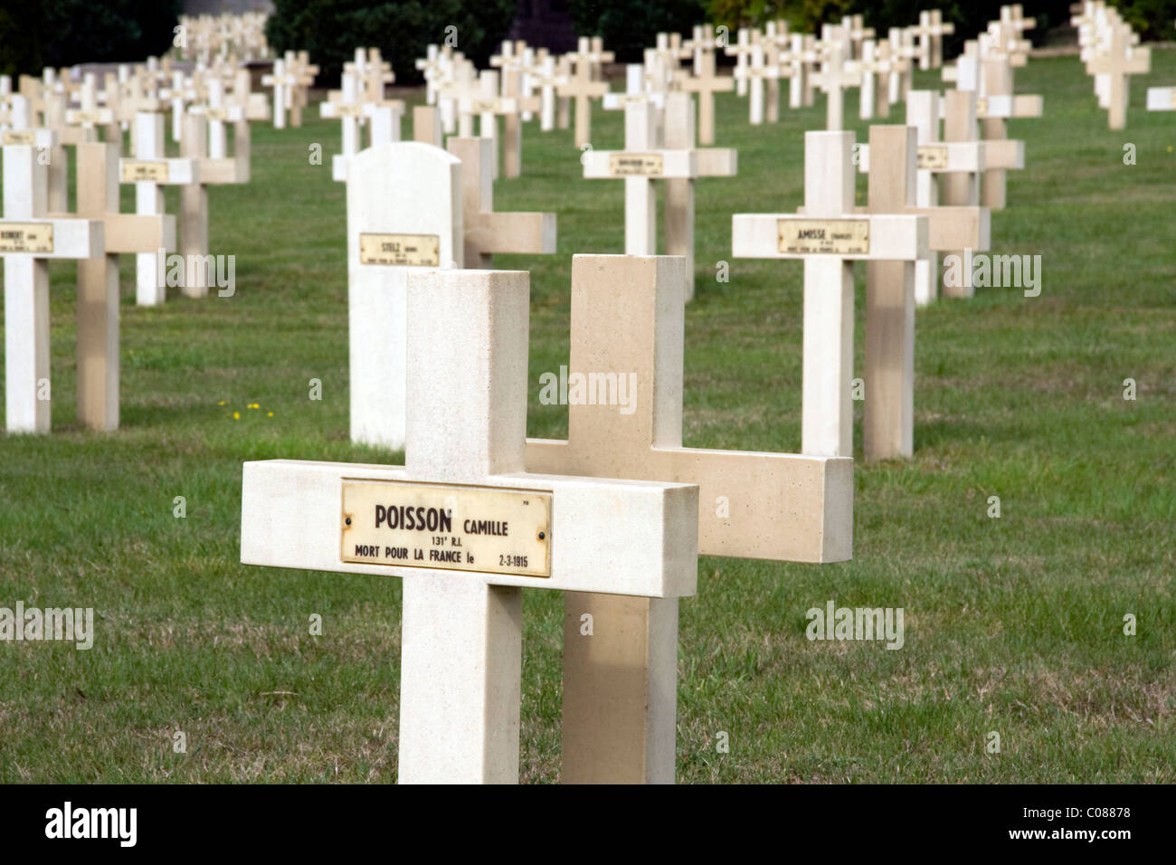Le cimetière militaire de Bar-de-Duc, France. Banque D'Images