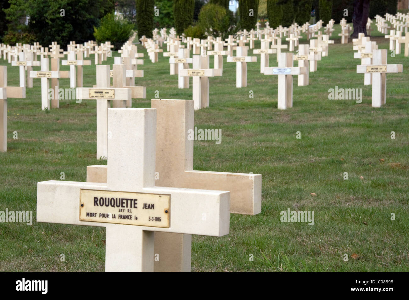 Le cimetière militaire de Bar-de-Duc, France. Banque D'Images