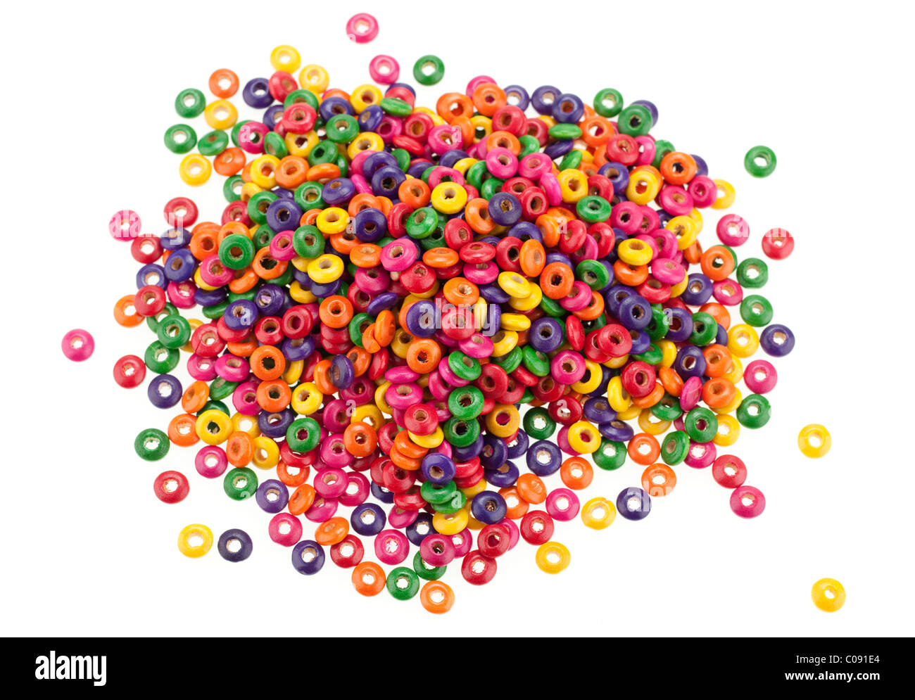 Tas de perles en bois multicolores Banque D'Images