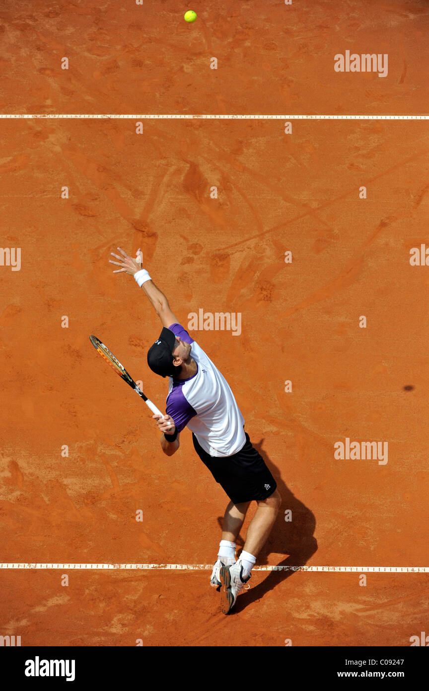 Christopher KAS, l'Allemagne, le service, l'ATP Tennis Tournoi Mercedes Cup 2010, Weissenhof, Stuttgart, Bade-Wurtemberg Banque D'Images