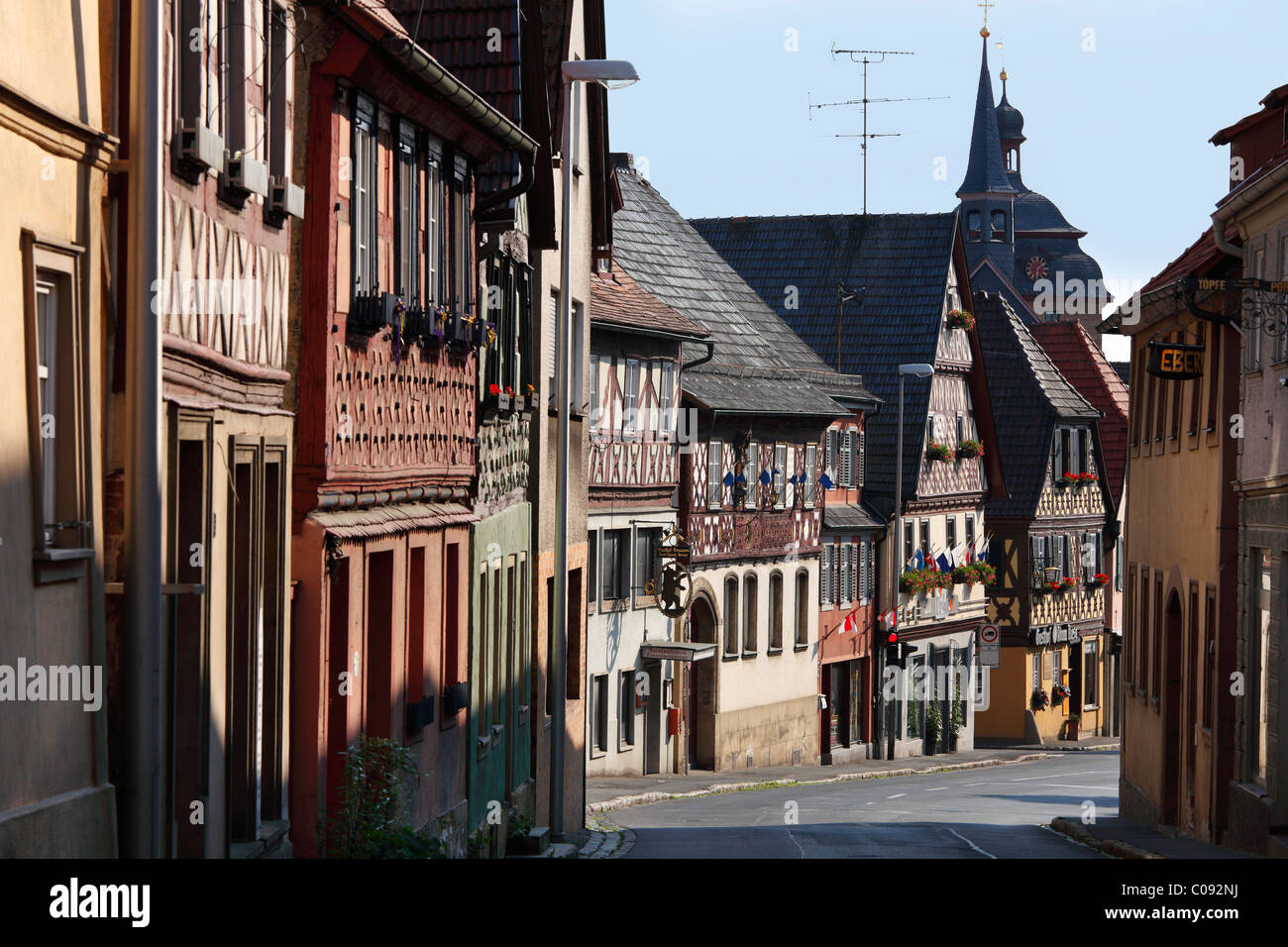 Maisons à colombages de Lichtenfelser Strasse, une rue à Bad Staffelstein, Haute-Franconie, Franconia, Bavaria Banque D'Images