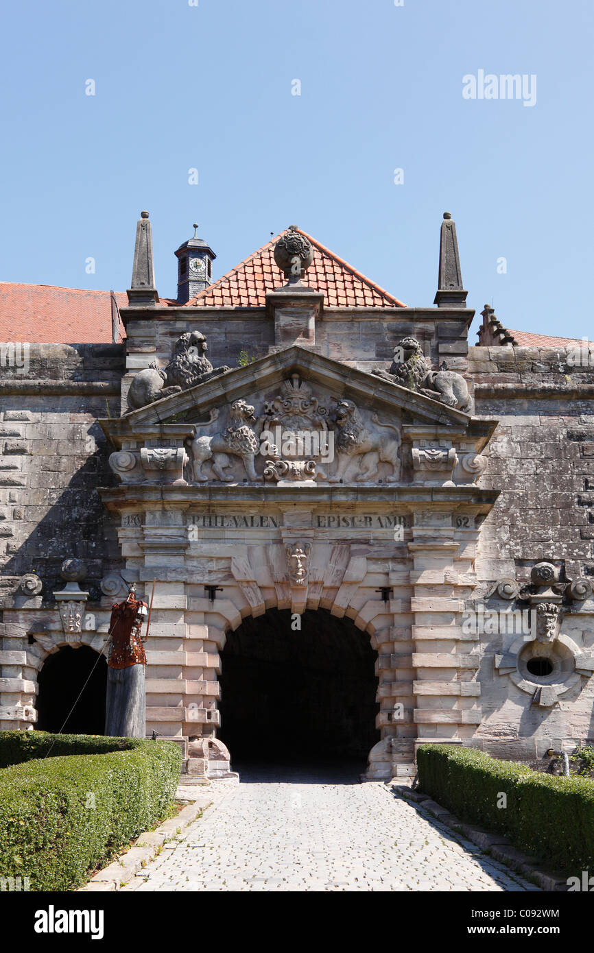 La porte principale de la forteresse de Rosenberg, Kronach, Haute-Franconie, Franconia, Bavaria, Germany, Europe Banque D'Images