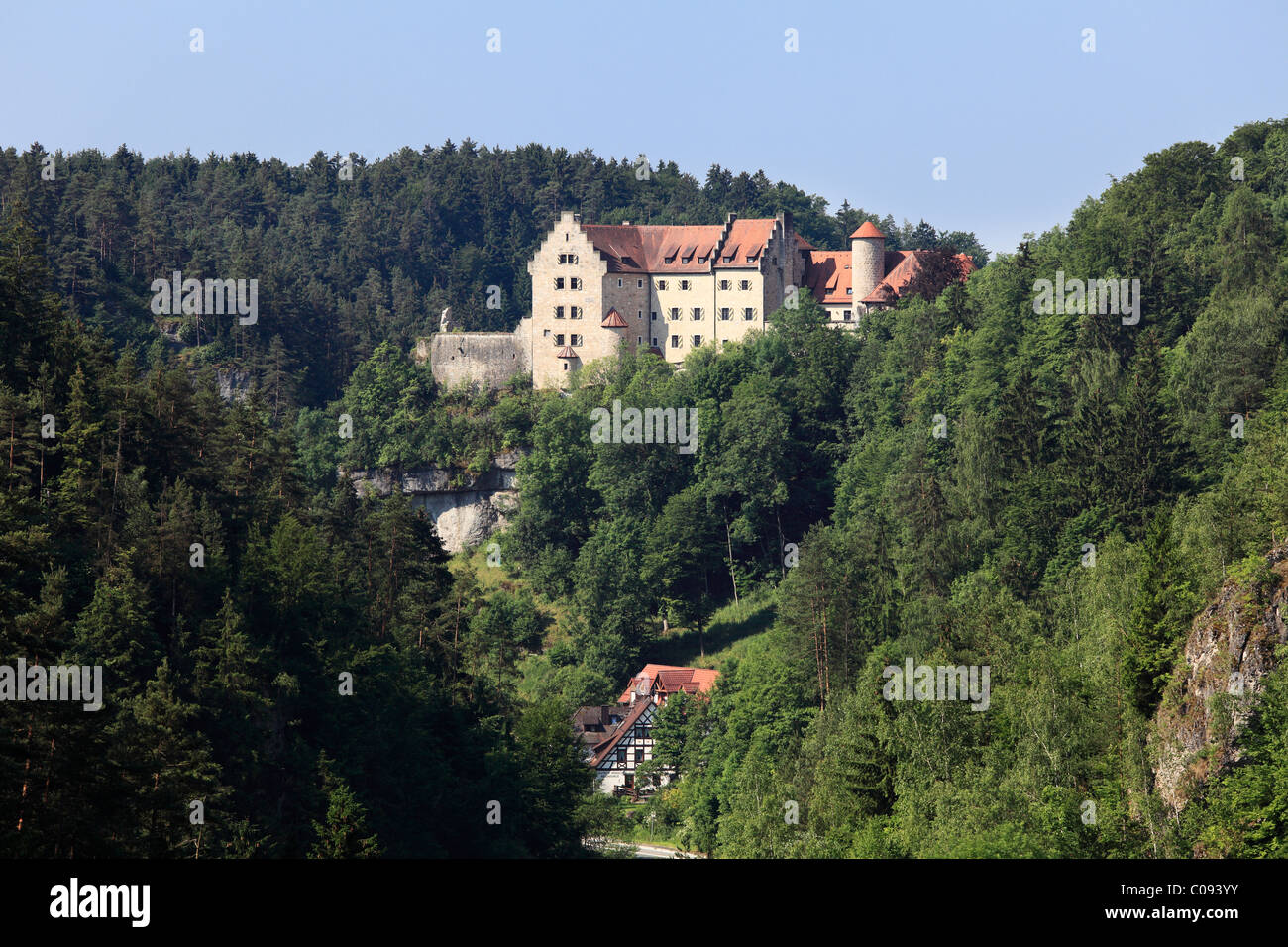 Burg Rabenstein Château, vallée de la Suisse franconienne, Ahorntal, Alb franconien, Haute-Franconie, Franconia, Bavaria Banque D'Images